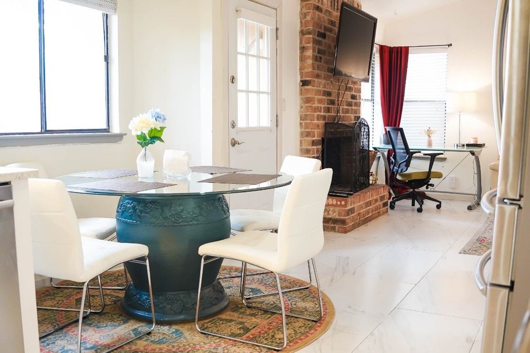 Dining area and workspace — Westlake Hills furnished rooms, Austin 78746