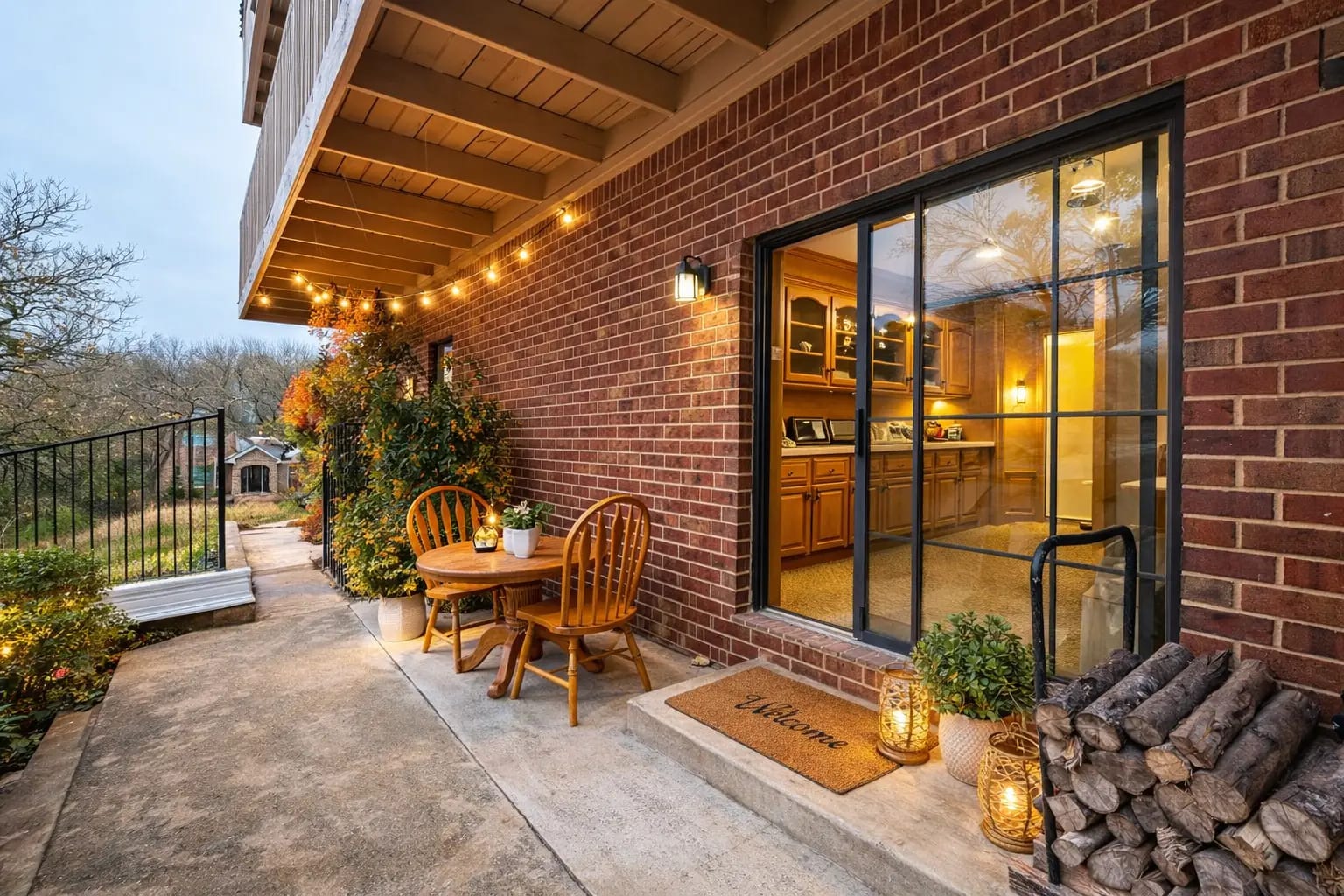 Private entrance and patio at the Westlake Hills furnished studio in Austin